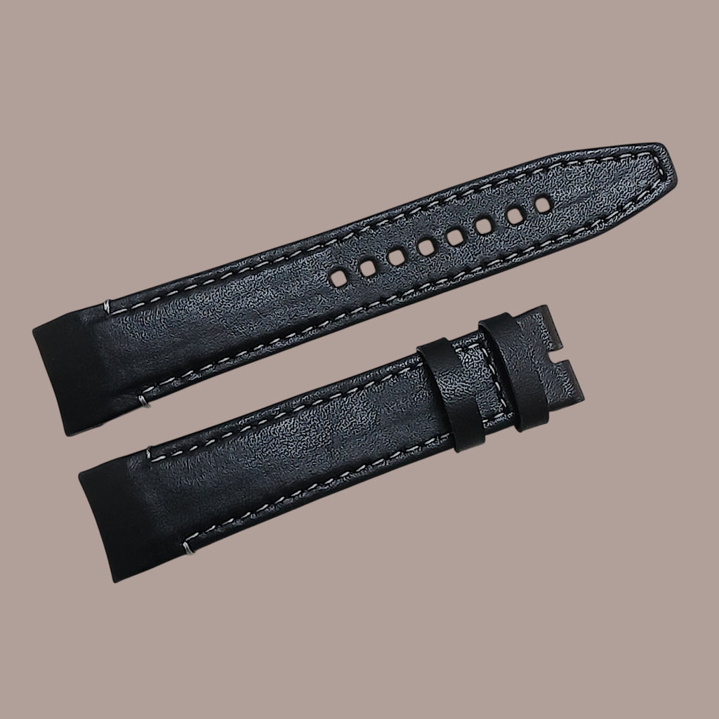 Seiko Sportura Gps Solar 8X22-0AC0-2 Modeline Uyumlu El Yapımı Siyah Deri Erkek Kol Saati Kordonu Kayışı