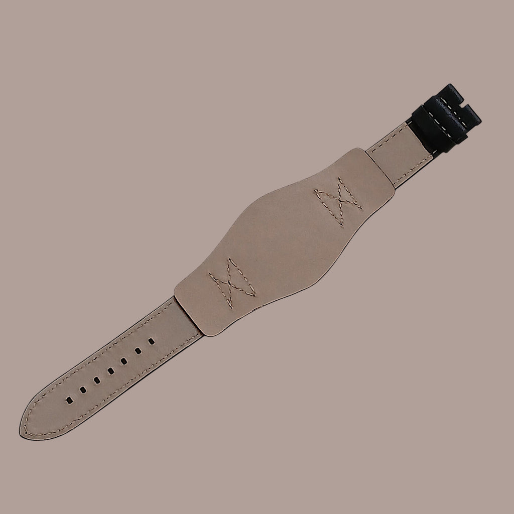 Fossil JR 4617 Modele Uyumlu El Yapımı Siyah Deri Erkek Kol Saati Kayışı Kordonu