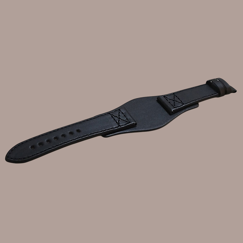 Fossil JR 4617 Modele Uyumlu El Yapımı Siyah Deri Erkek Kol Saati Kayışı Kordonu