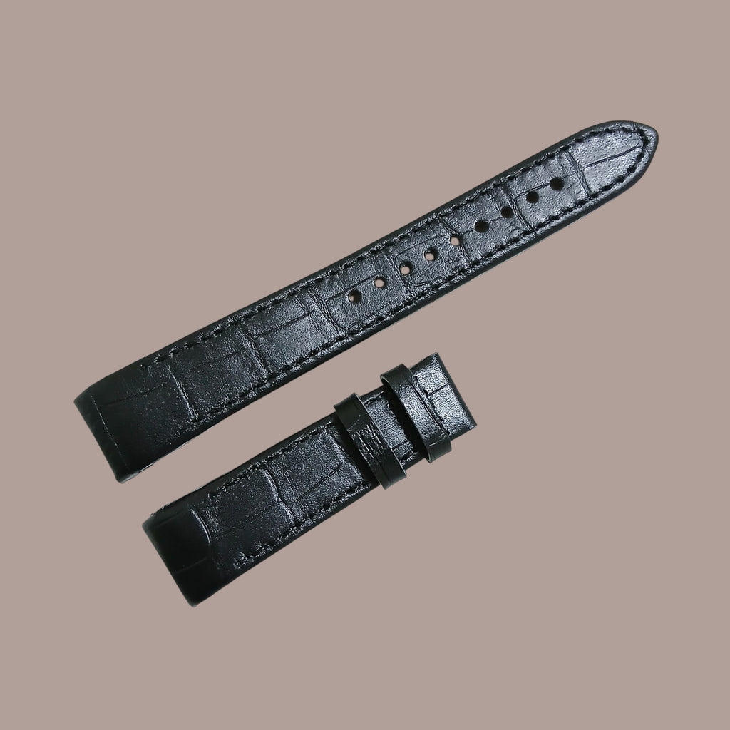 Seiko Premier 5D88-0AA0 Modeline Uyumlu El Yapımı Siyah Deri Erkek Kol Saati Kayışı Kordonu