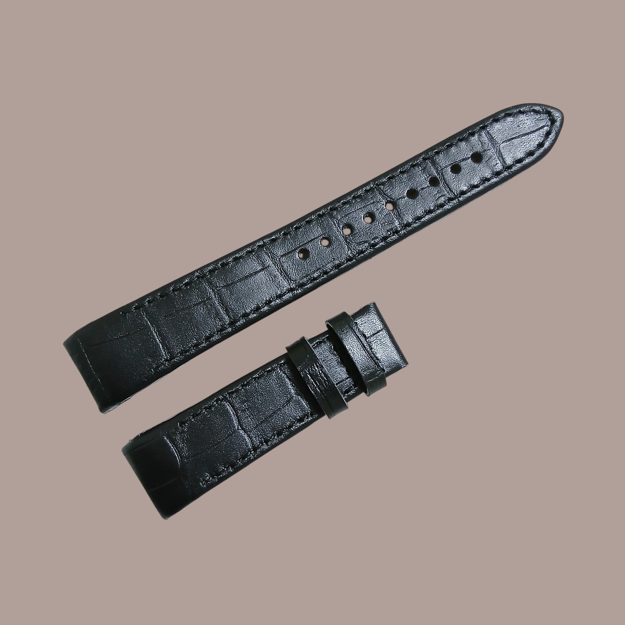 Seiko Premier 5D88-0AA0 Modeline Uyumlu El Yapımı Siyah Deri Erkek Kol Saati Kayışı Kordonu