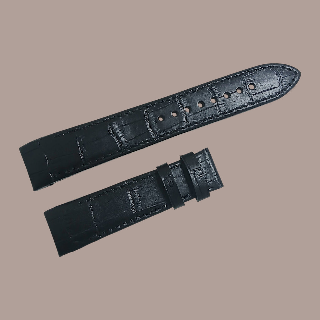 Seiko 8X22-0AE0-2 Modeline Uyumlu El Yapımı Siyah Deri Erkek Kol Saati Kayışı Kordonu