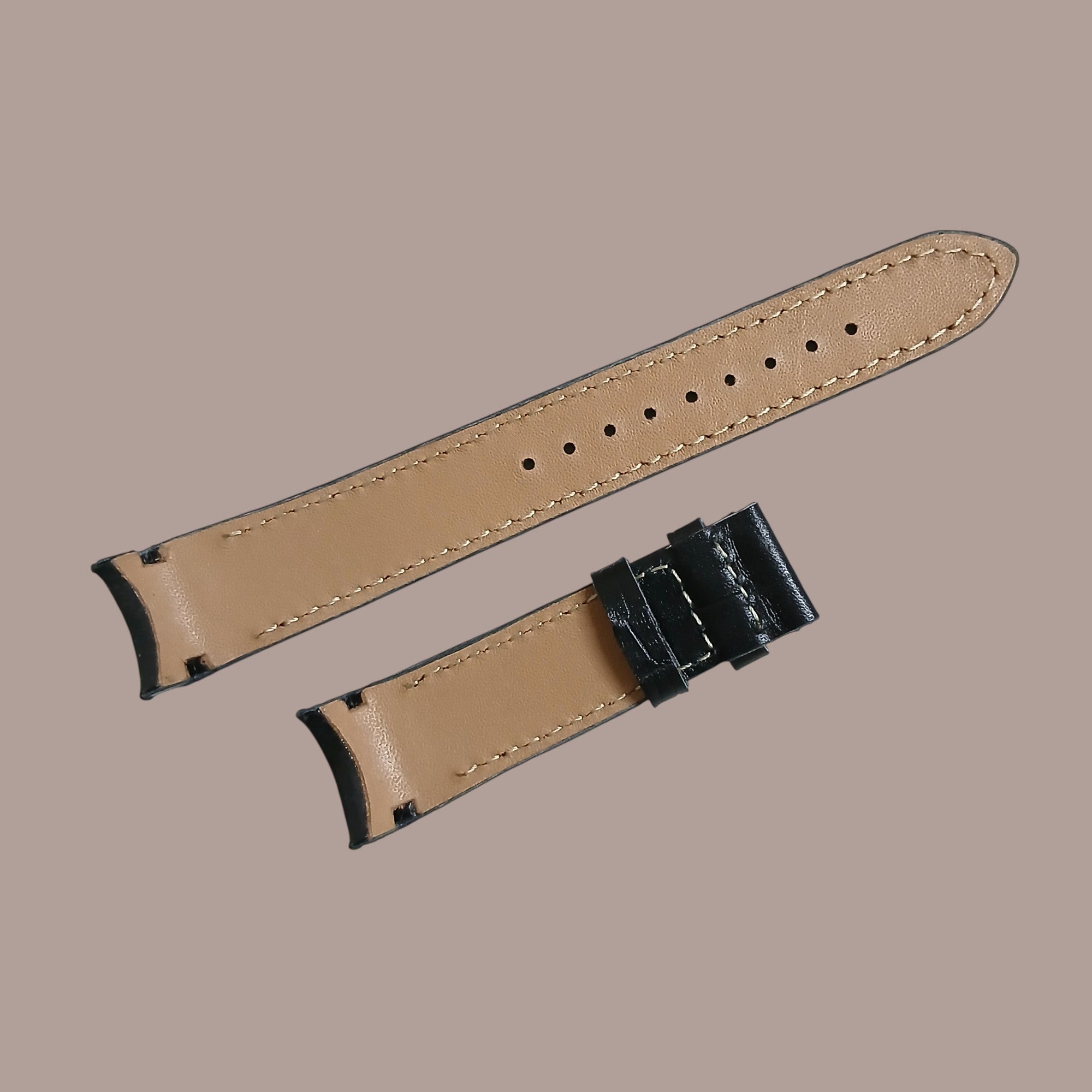 Seiko Premier 5D88-0AA0 Modeline Uyumlu El Yapımı Siyah Deri Erkek Kol Saati Kayışı Kordonu