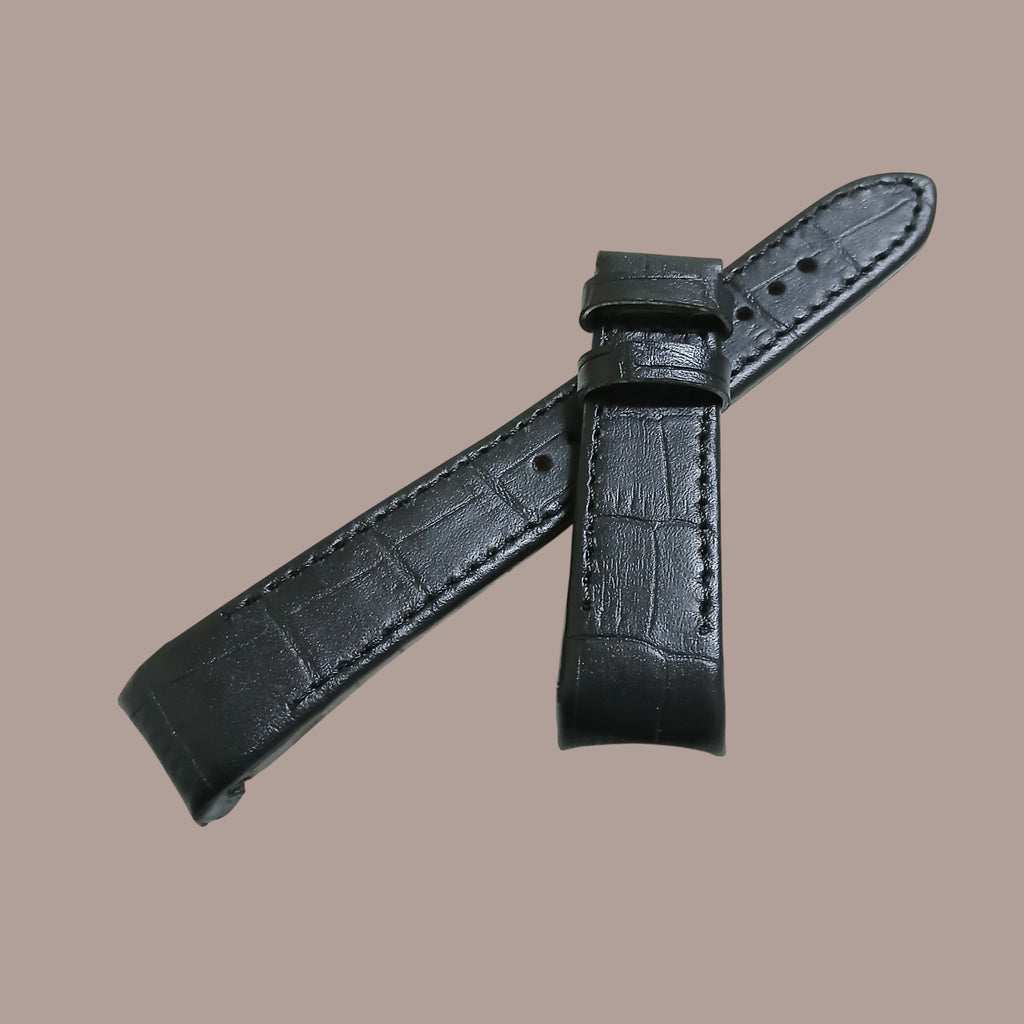 Seiko Premier 5D88-0AA0 Modeline Uyumlu El Yapımı Siyah Deri Erkek Kol Saati Kayışı Kordonu