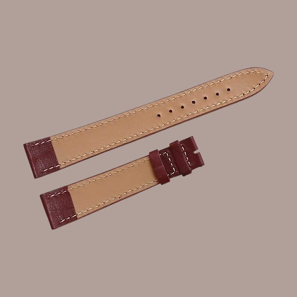 19mm Omega Longines Tissot Modellerine Uyumlu El Yapımı Bordo Renk Erkek Deri Kol Saati Kayışı/Kordonu