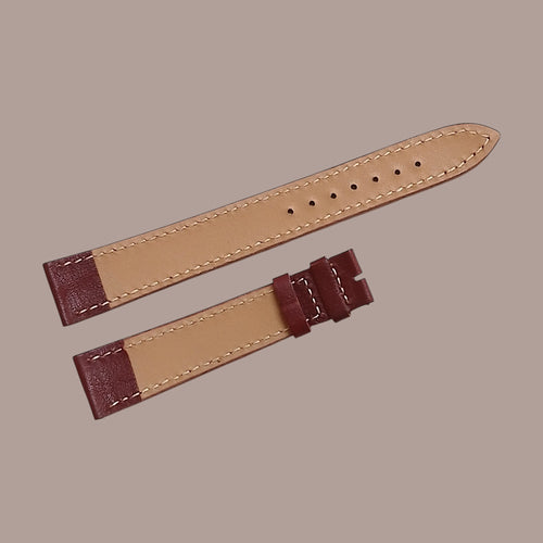 19mm Omega Longines Tissot Modellerine Uyumlu El Yapımı Bordo Renk Erkek Deri Kol Saati Kayışı/Kordonu