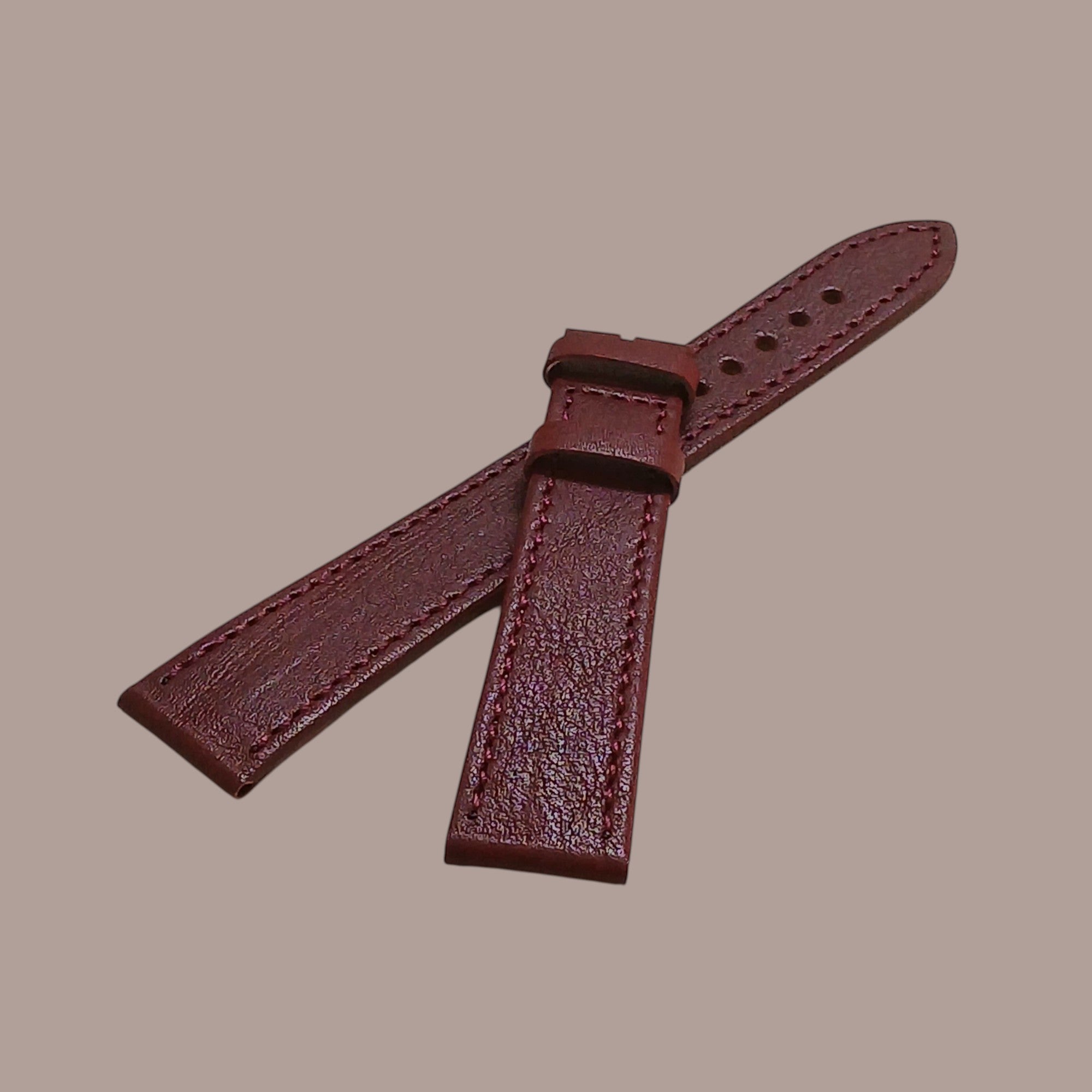 19mm Omega Longines Tissot Modellerine Uyumlu El Yapımı Bordo Renk Erkek Deri Kol Saati Kayışı/Kordonu
