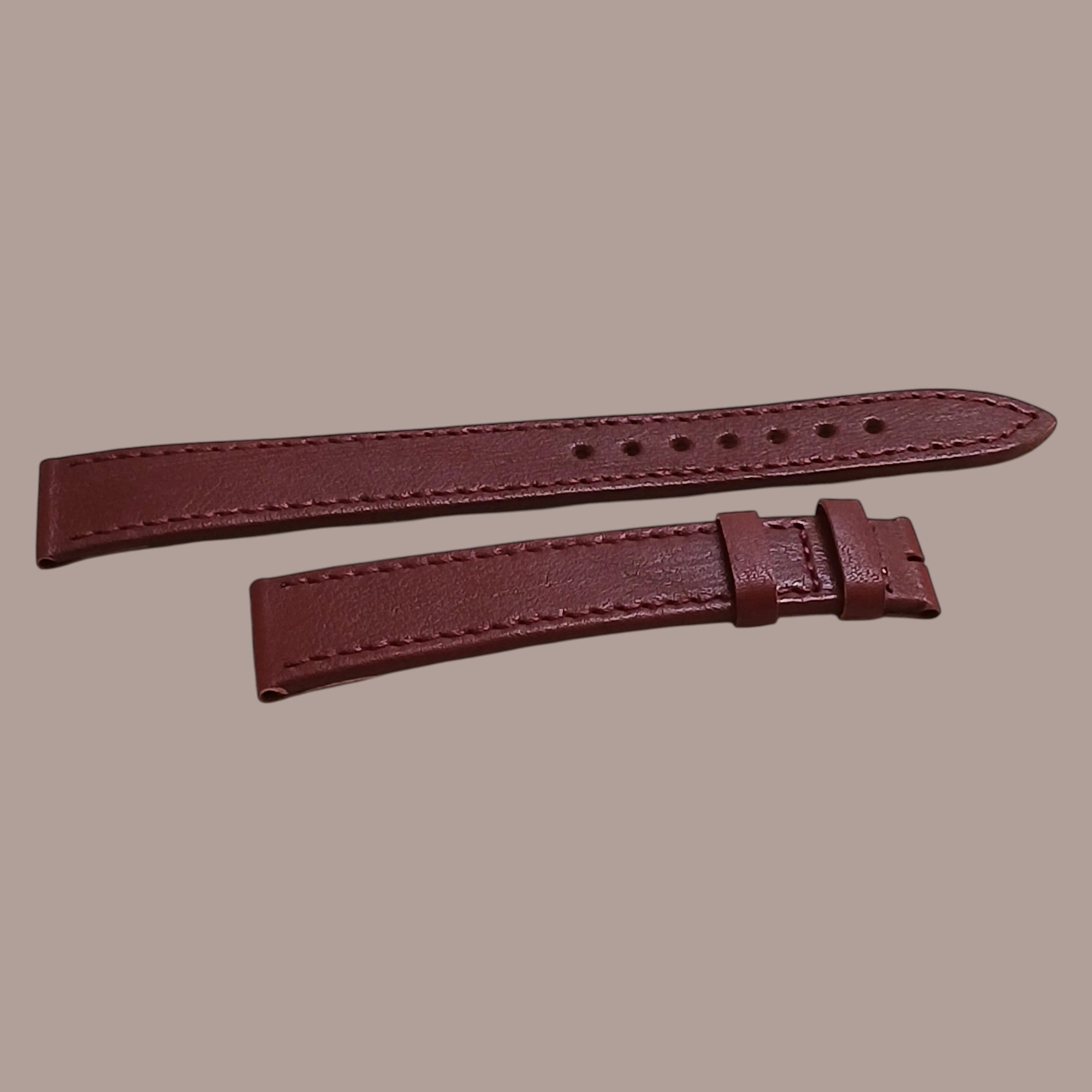 19mm Omega Longines Tissot Modellerine Uyumlu El Yapımı Bordo Renk Erkek Deri Kol Saati Kayışı/Kordonu