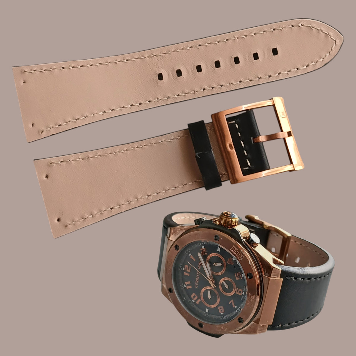 Cerruti CRA040C222H siyah deri saat kordonu