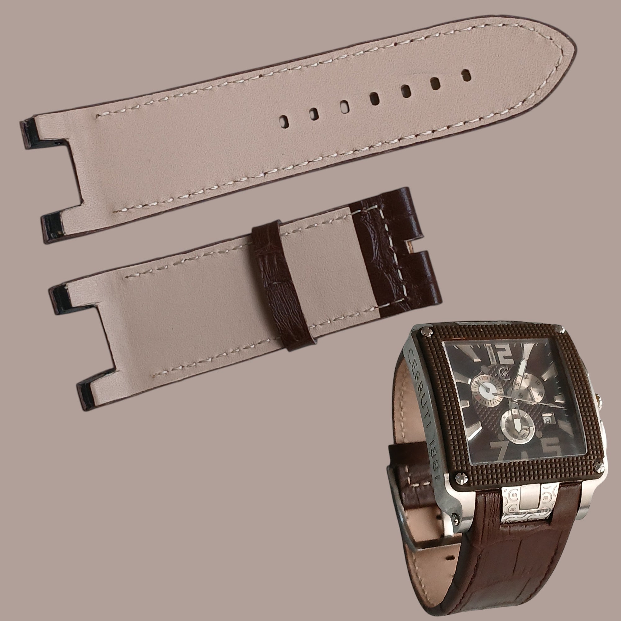 Cerruti CRB012I233G kahverengi deri saat kordonu