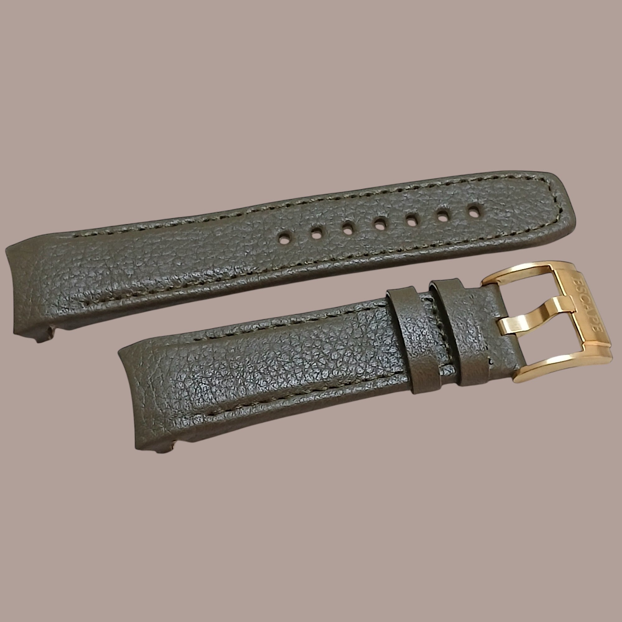 Escape EC1111-106 Uyumlu El Yapımı Kahverengi Deri Saat Kordonu Kayışı