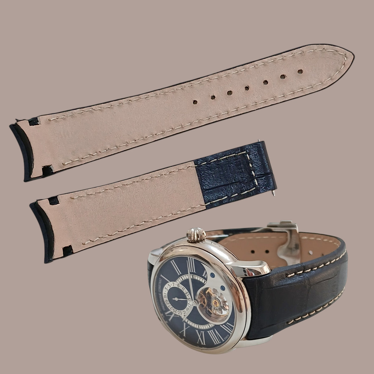 Frederique constant FC-941/945 lacivert deri saat kordonu