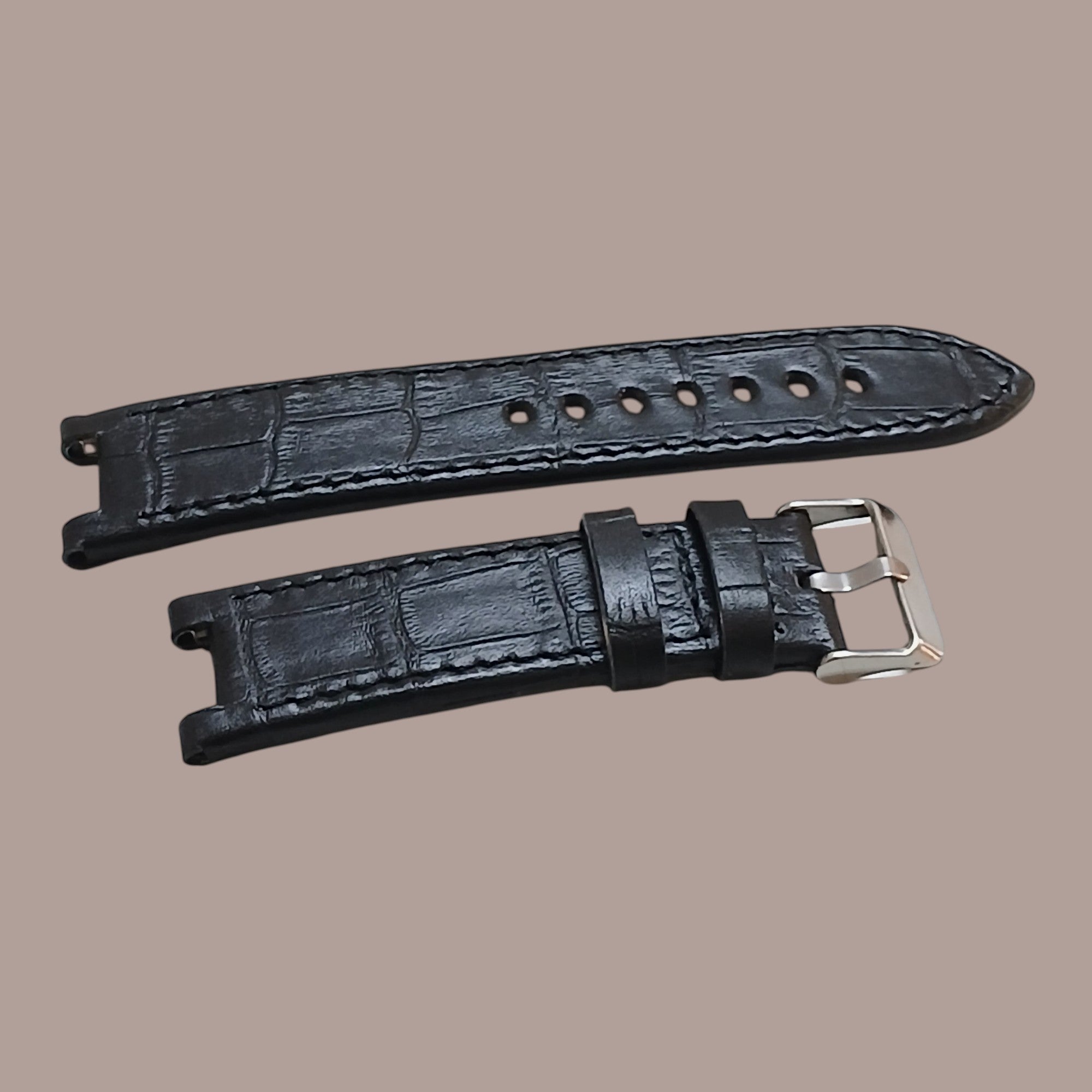 Guess Collection GC48000 Modeline Uyumlu El Yapımı Siyah Deri Erkek Kol Saati Kordonu Kayışı