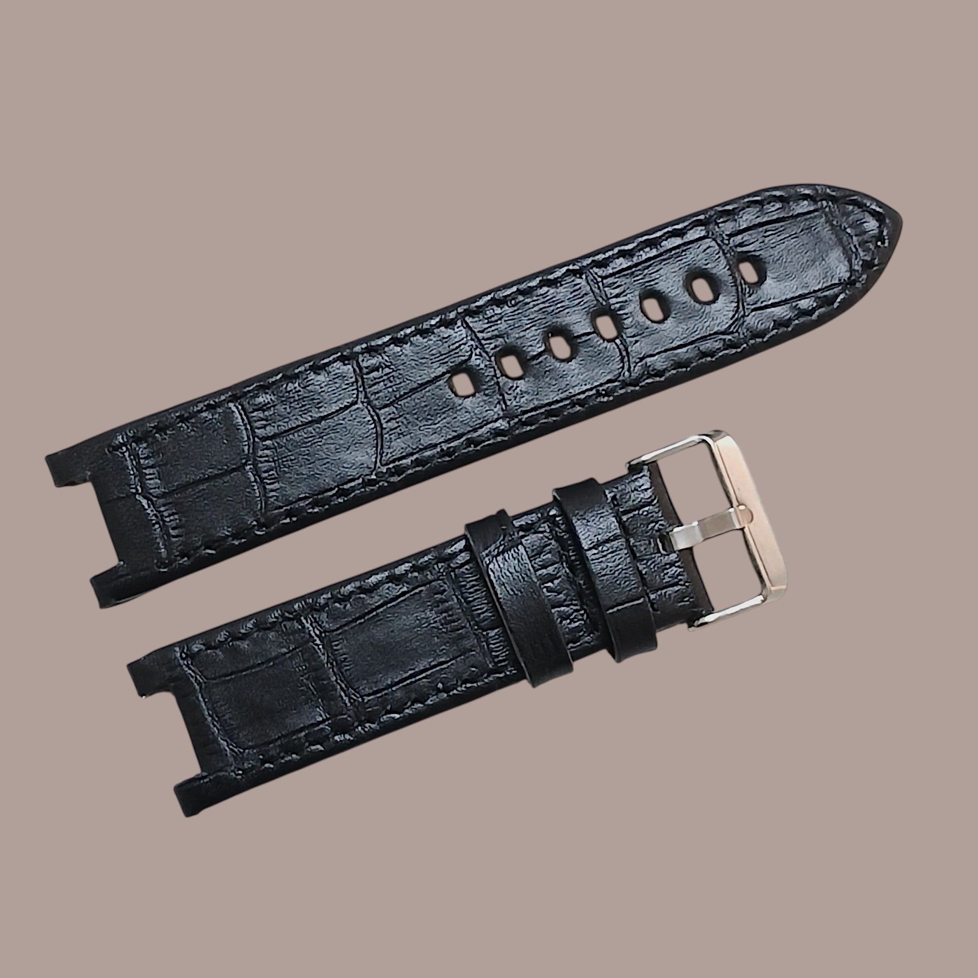 Guess Collection GC48000 Modeline Uyumlu El Yapımı Siyah Deri Erkek Kol Saati Kordonu Kayışı