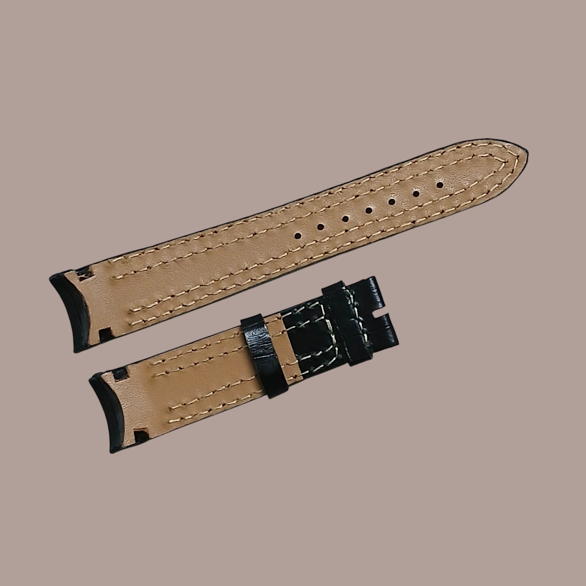 Seiko 7T62-0LA0 Modeline Uyumlu El Yapımı Siyah Deri Erkek Kol Saati Kayışı Kordonu