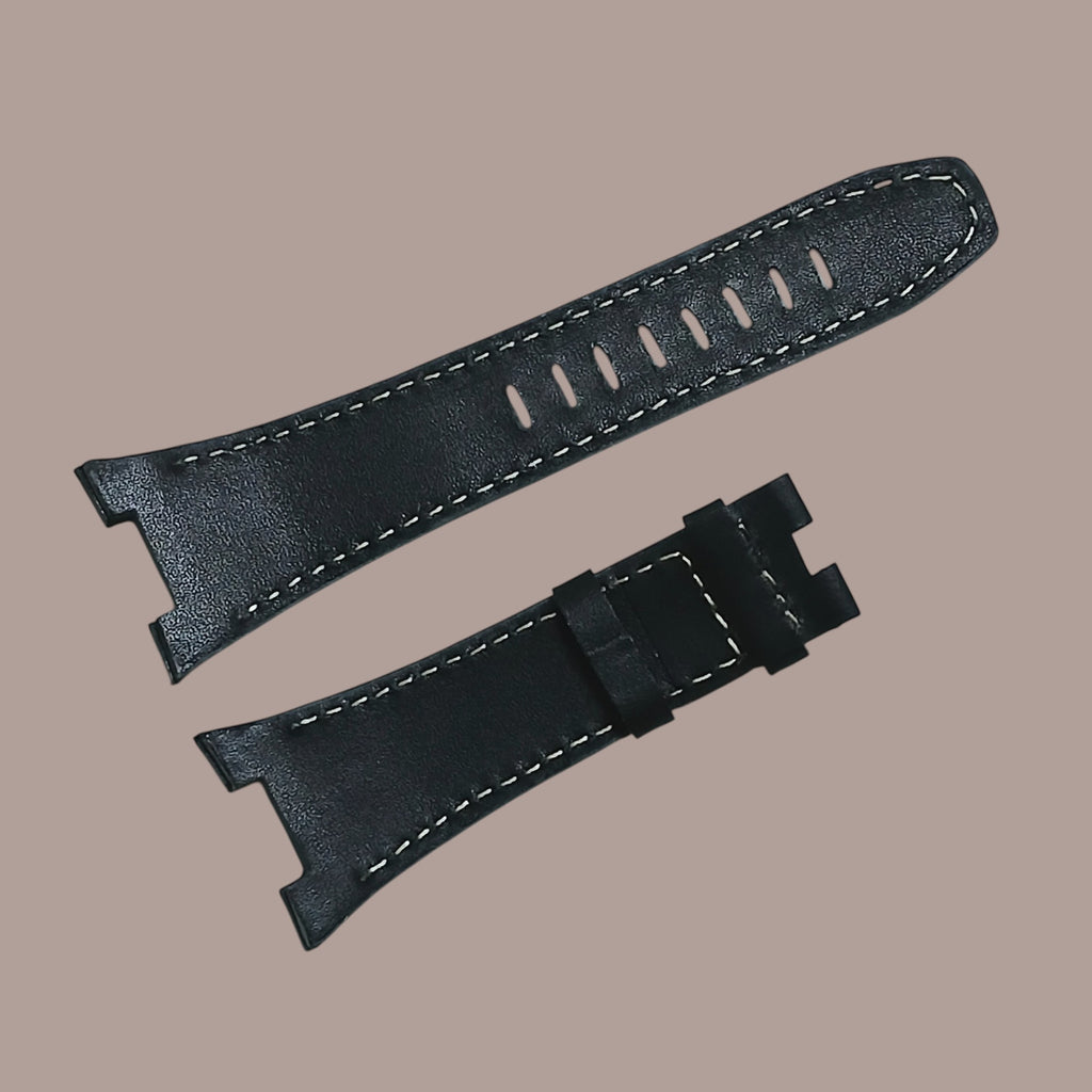 Seiko Sportura 7T62-0KL0 Modeline Uyumlu El Yapımı Siyah Deri Erkek Kol Saati Kayışı Kordonu