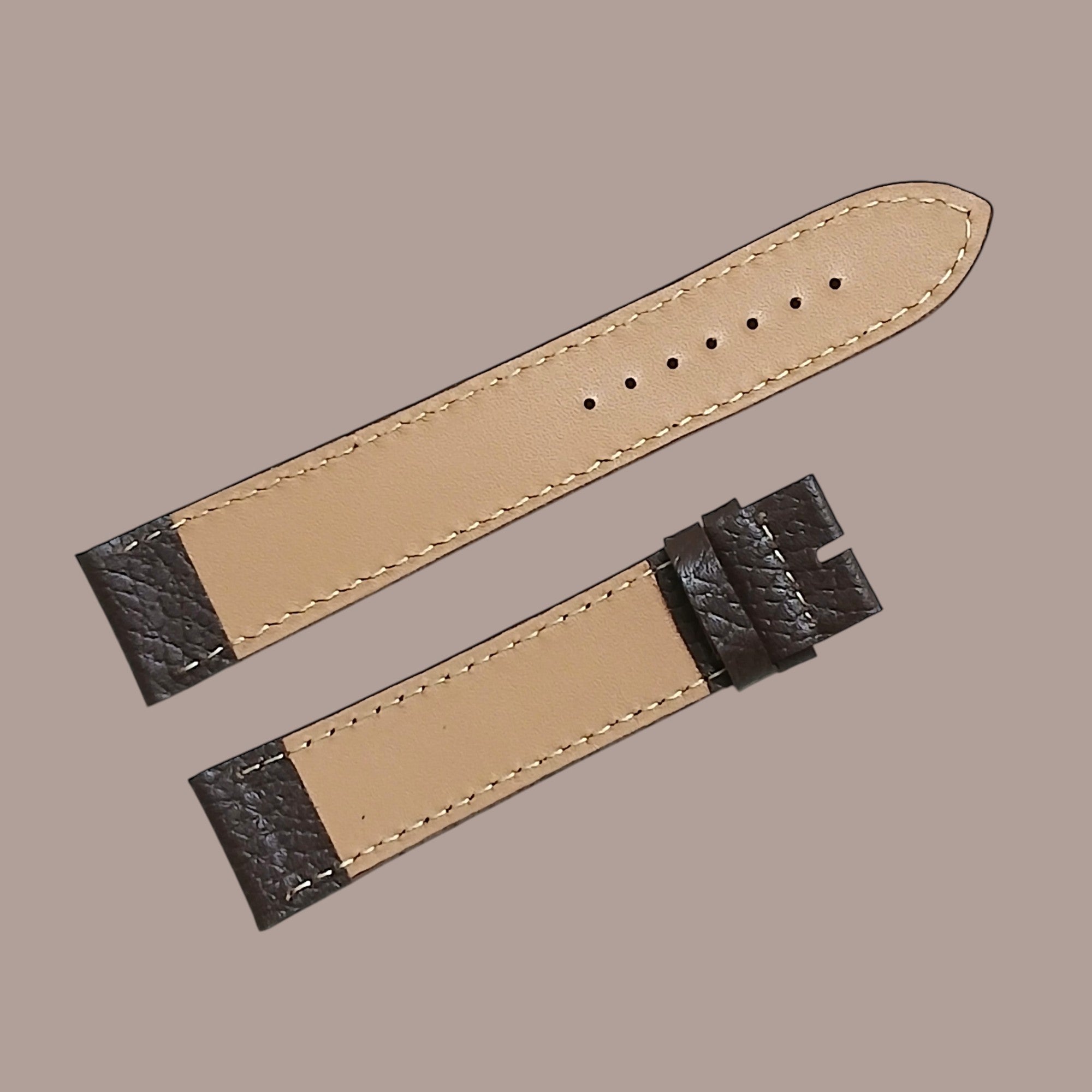 22mm Uzun Boy XL 2XL Modele Uyumlu El Yapımı Kahverengi Deri Kol Saati Kayışı