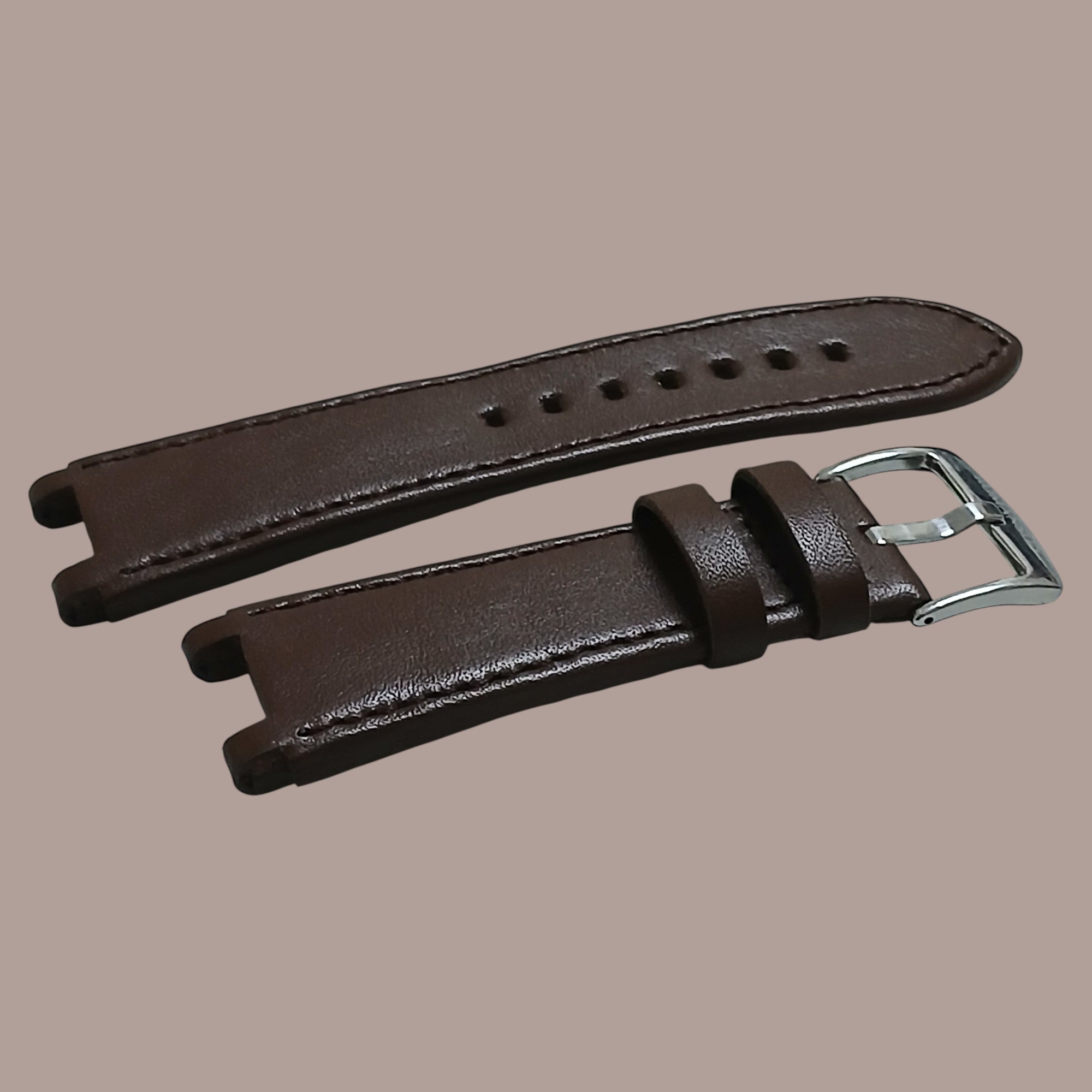 Romanson RL0245HM Modele Uyumlu El Yapımı Kahverengi Deri Kol Saati Kordonu Kayışı