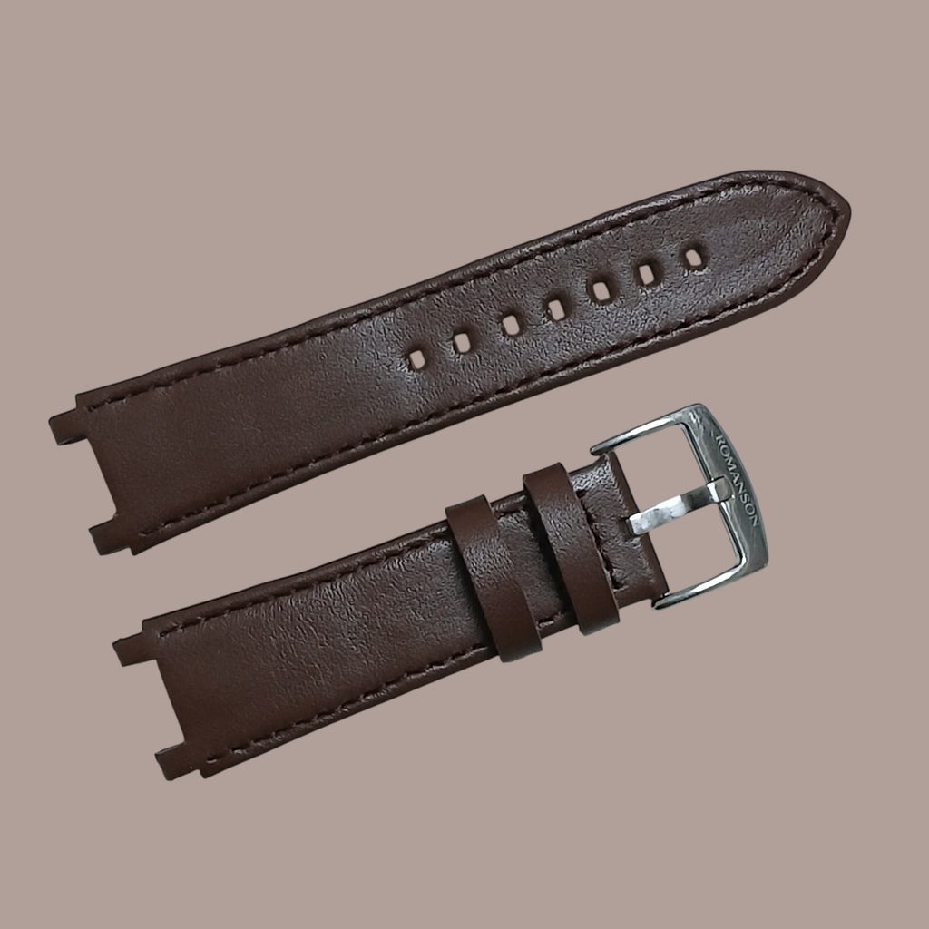 Romanson RL0245HM Modele Uyumlu El Yapımı Kahverengi Deri Kol Saati Kordonu Kayışı