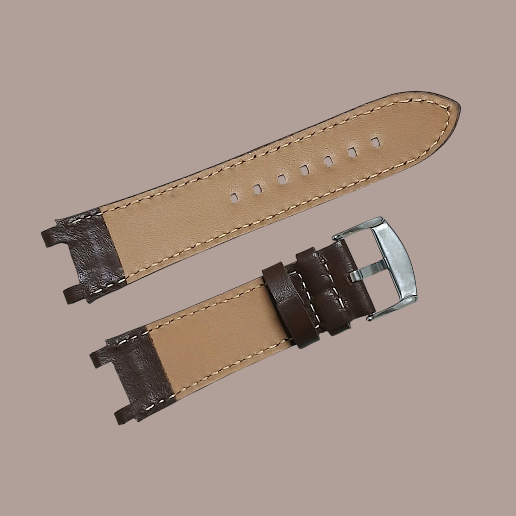 Romanson RL0245HM Modele Uyumlu El Yapımı Kahverengi Deri Kol Saati Kordonu Kayışı
