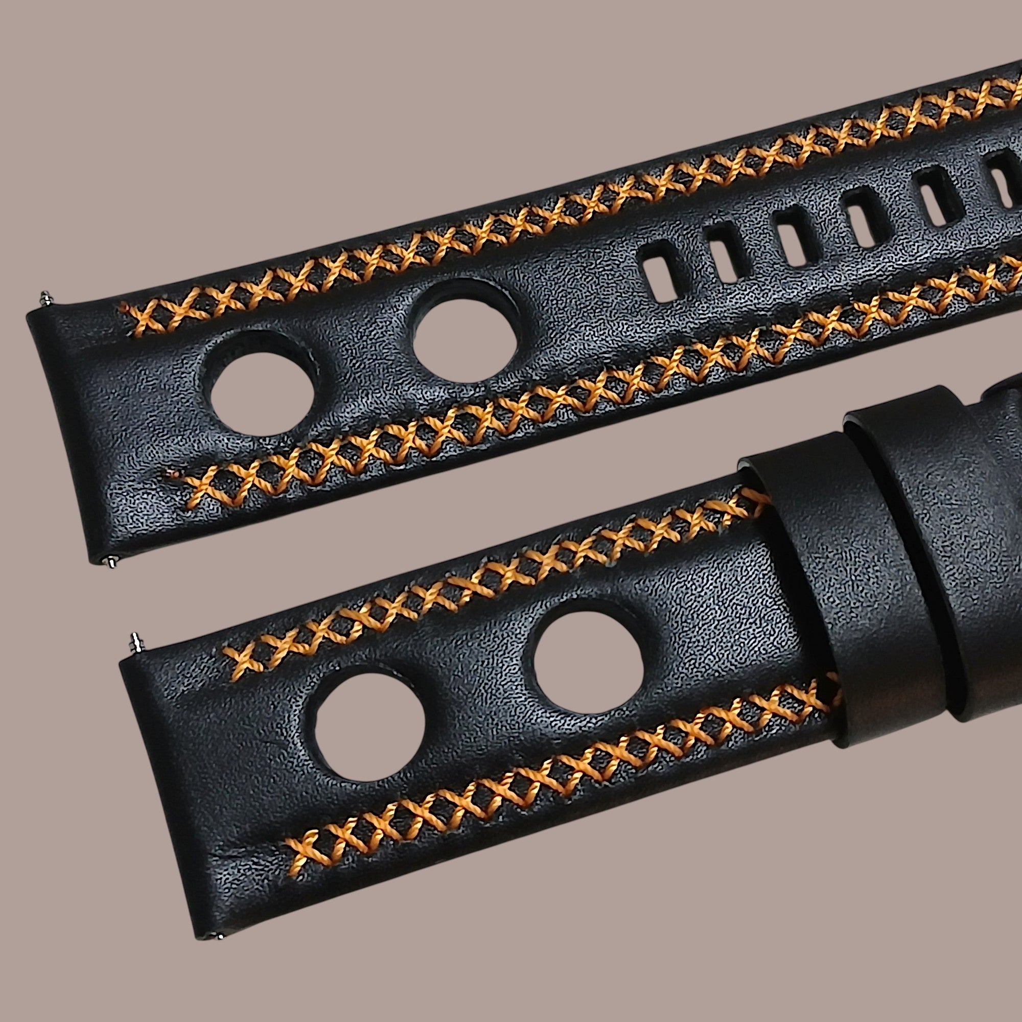 Porsche Uyumlu El Yapımı Siyah Deri Kol Saat Kordonu Kayışı 22mm 24mm