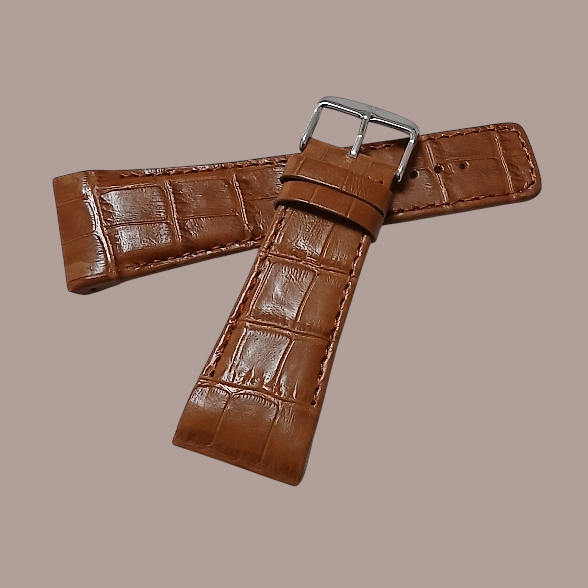 Raymond A2478 Modeline Uyumlu El Yapımı Taba Deri Erkek Kol Saati Kordonu Kayışı