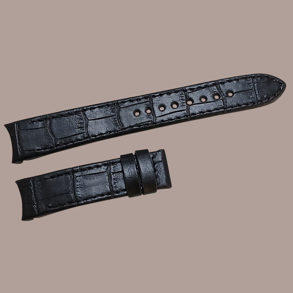 Seiko 7D48-0AA0 Uyumlu El Yapımı Siyah Deri Kol Saati Kordonu Kayışı