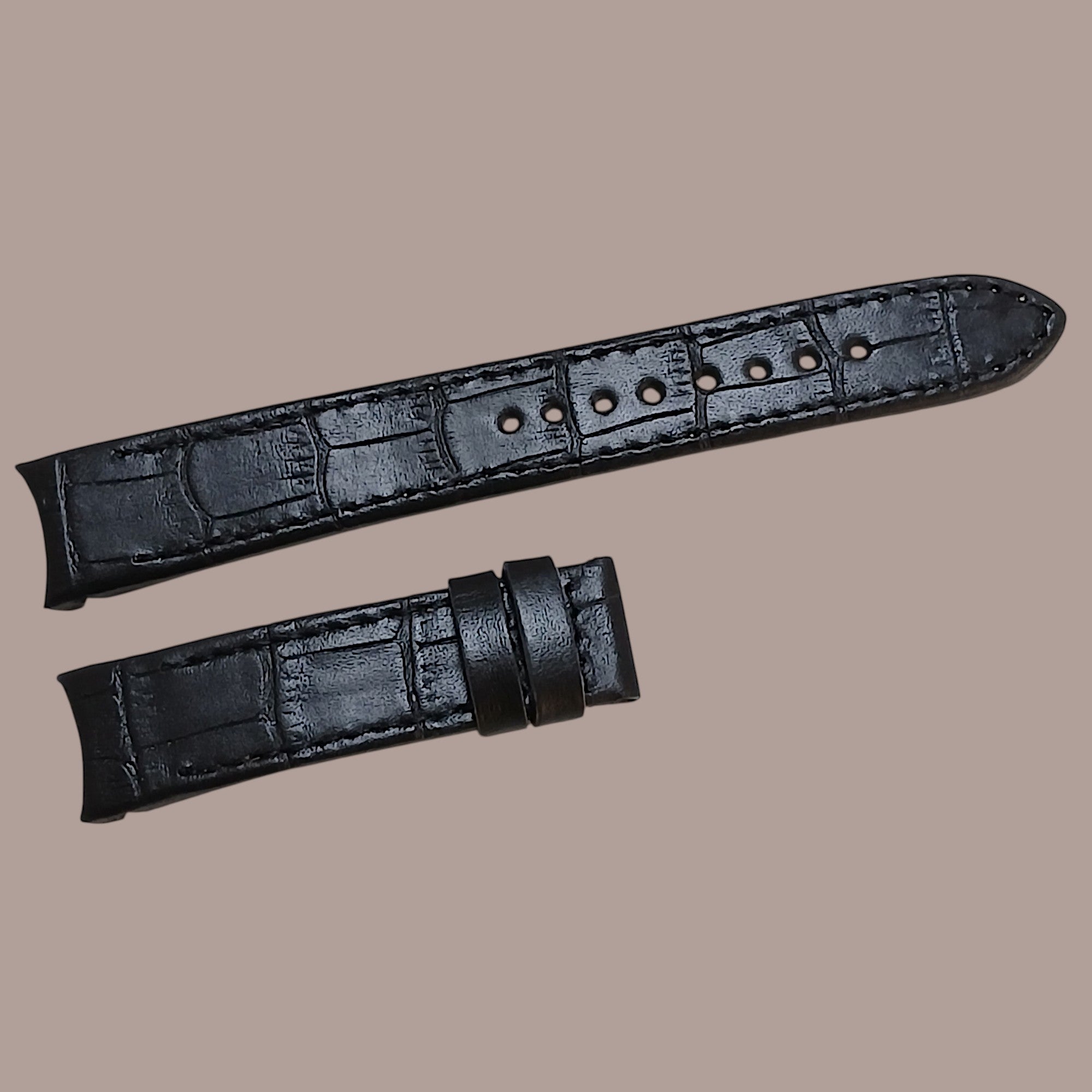 Seiko 7D48-0AA0 Uyumlu El Yapımı Siyah Deri Kol Saati Kordonu Kayışı
