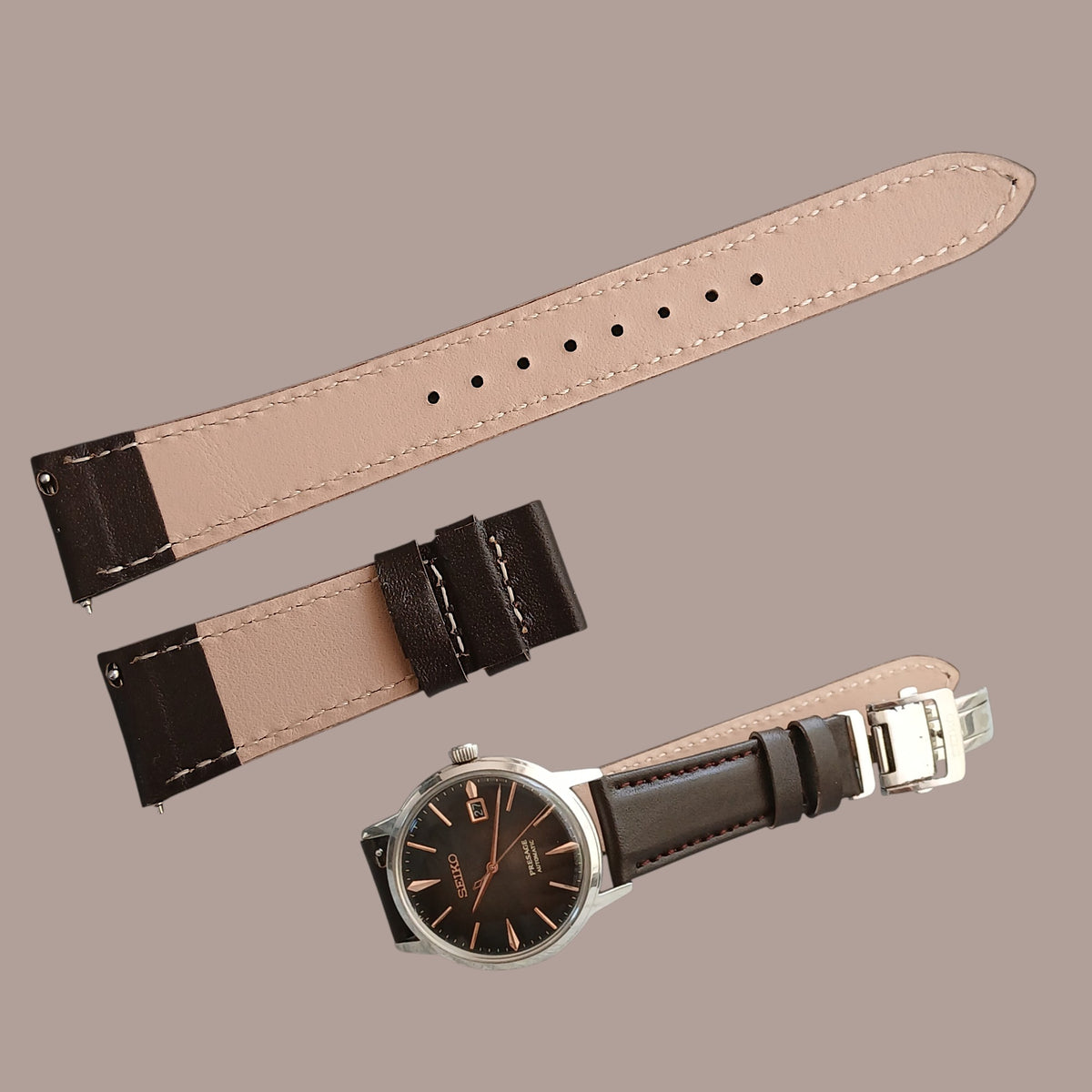 Seiko Presage 4R35-05E0 kahverengi deri saat kordonu