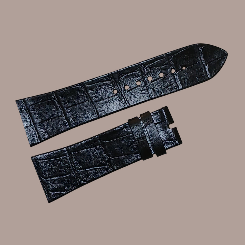Skagen 584LSLM Modeline Uyumlu El Yapımı Siyah Deri Erkek Kol Saati Kordonu Kayışı