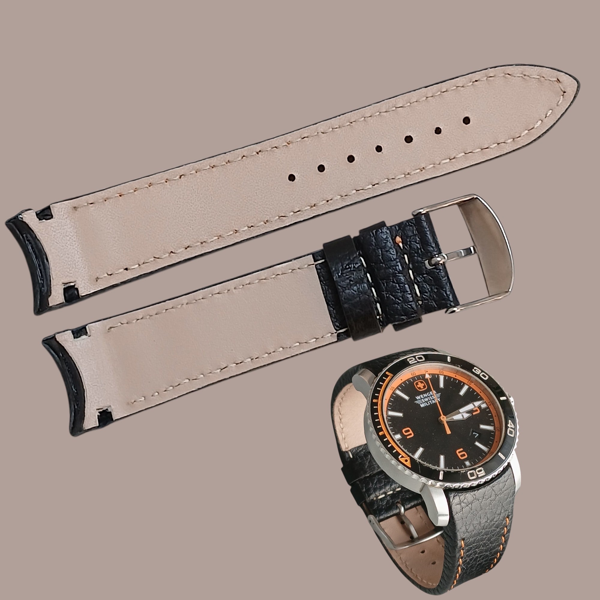 Wenger Swiss Military 01.1841.201 siyah deri saat kordonu