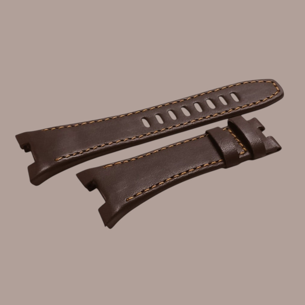 Seiko Sportura 7T62-0KL0 Modeline Uyumlu El Yapımı Kahverengi Deri Erkek Kol Saati Kayışı Kordonu