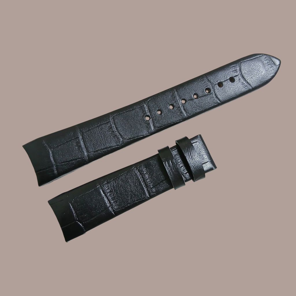 Seiko Premier 7D56-0AE0 Modeline Uyumlu El Yapımı Siyah Deri Erkek Kol Saati Kayışı Kordonu