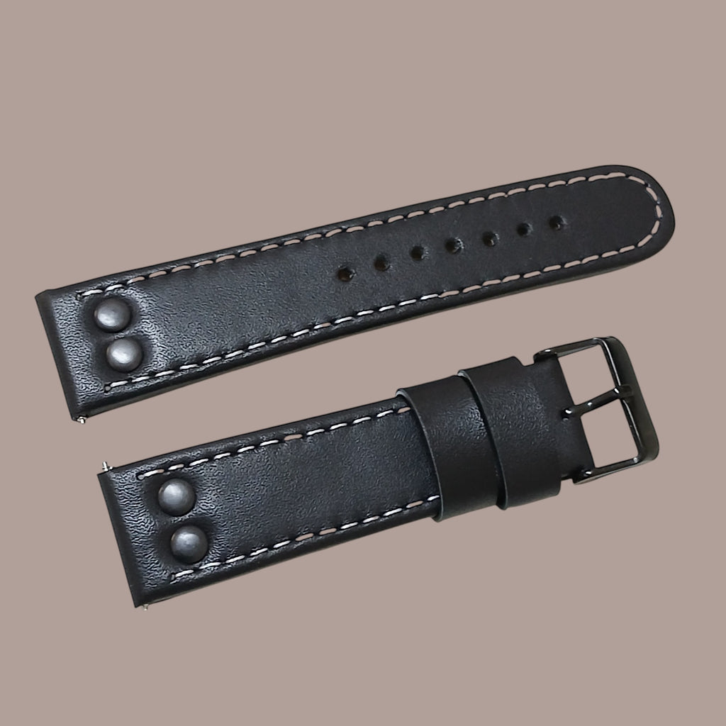 TW Steel 22mm Modele Uyumlu El Yapımı Siyah Deri Erkek Kol Saati Kordonu Kayışı