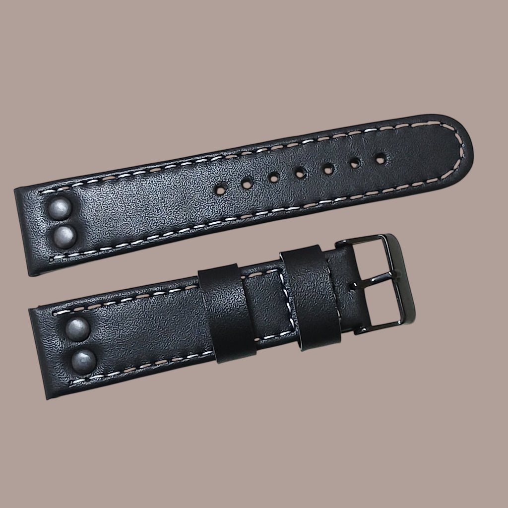 TW Steel 22mm Modele Uyumlu El Yapımı Siyah Deri Erkek Kol Saati Kordonu Kayışı