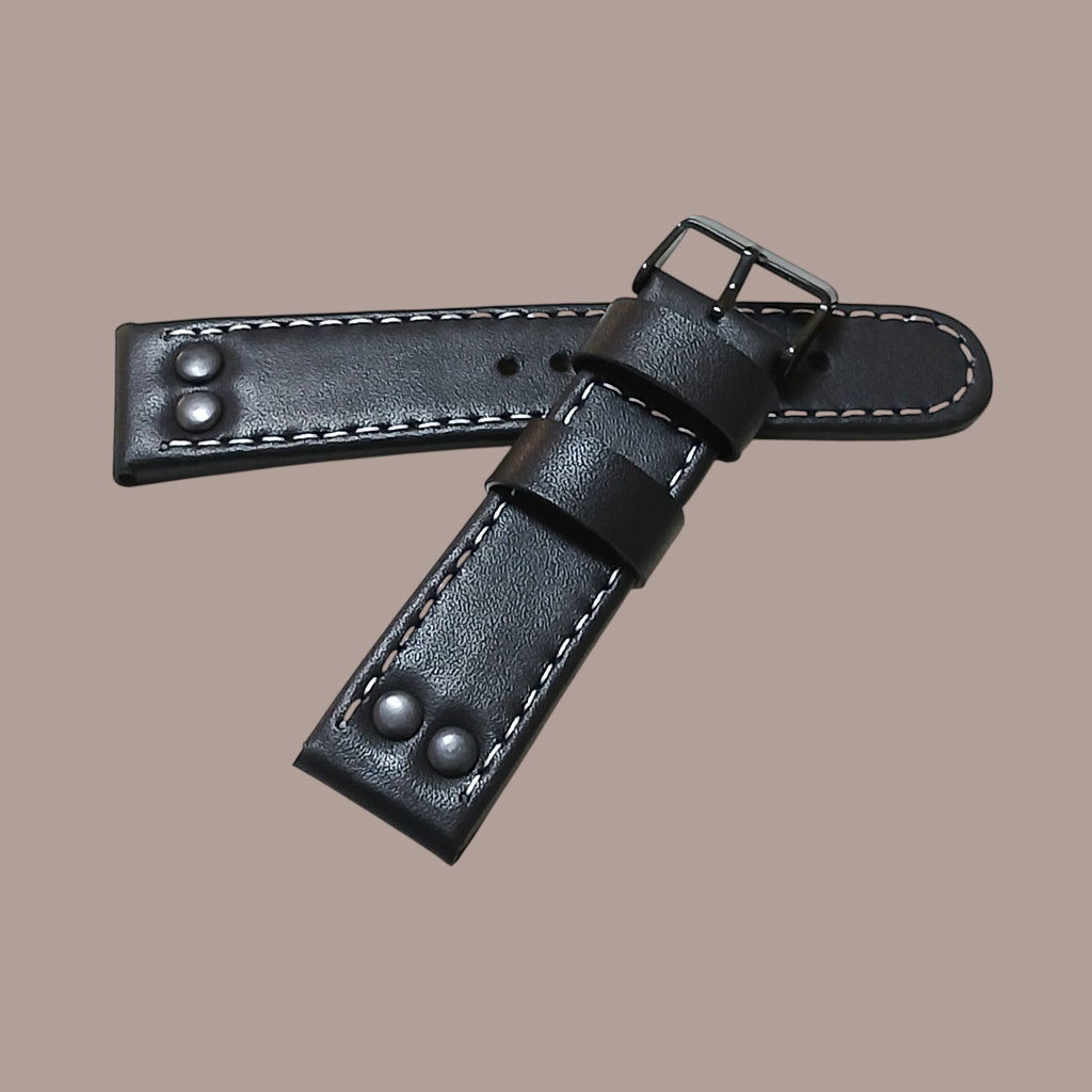 TW Steel 22mm Modele Uyumlu El Yapımı Siyah Deri Erkek Kol Saati Kordonu Kayışı