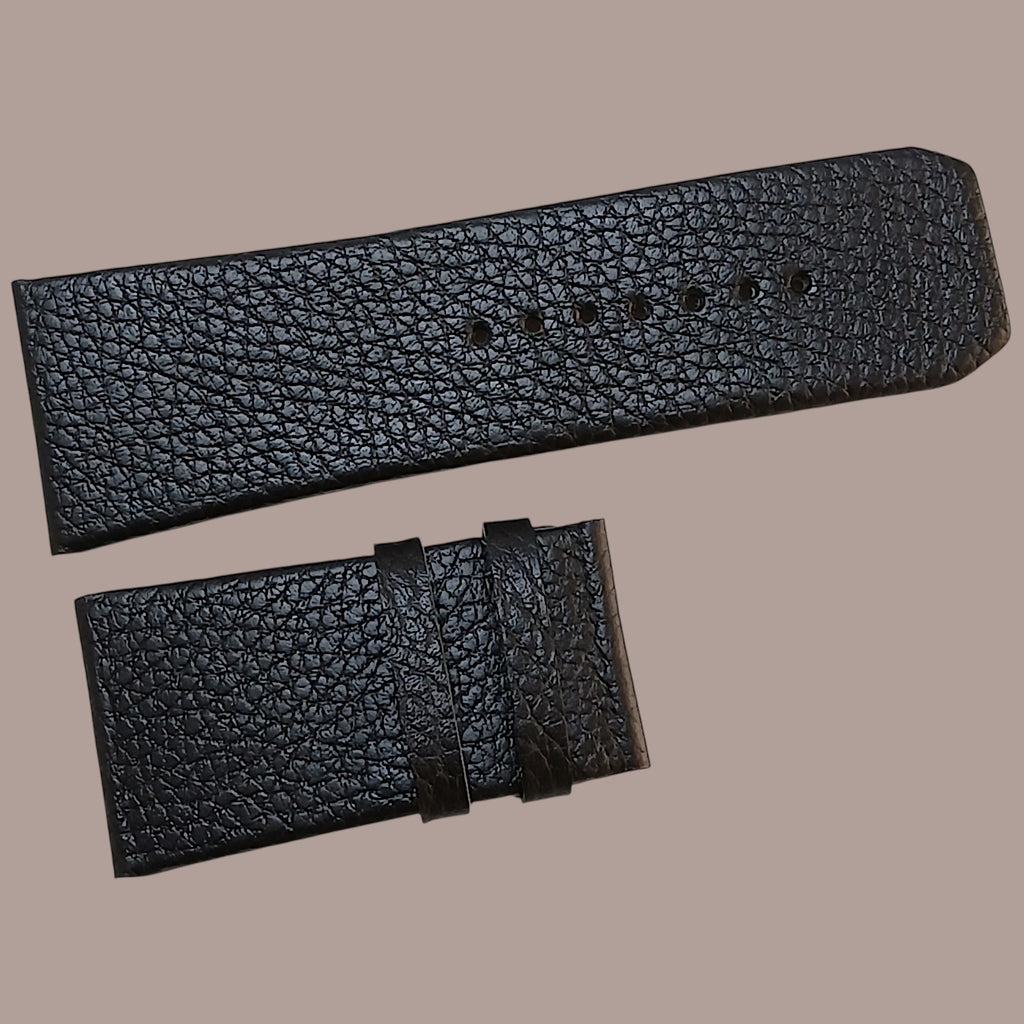 Versace 34mm Uyumlu El Yapımı Deri Siyah Saat Kordonu Kayışı